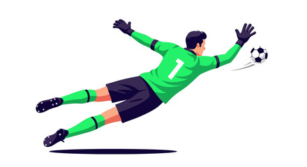 Fototapeta premium Dynamic Goalkeeper Save: Illustrated Soccer Action Depicting Athleticism and Skill in Sport