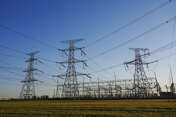 The power supply facilities of contour in the evening