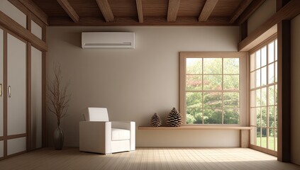 Fototapeta premium Peaceful minimalist room with natural light