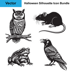 Spooky Animals and Witch Familiars Halloween Icon Collection