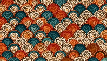 seamless japanese inspired pattern with circles and spirals
