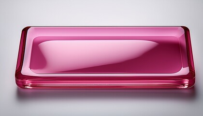 glossy pink rectangular object isolated against a dark white background with soft lighting