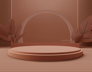 3d rendering of a modern product display podium with circular stage for presentation