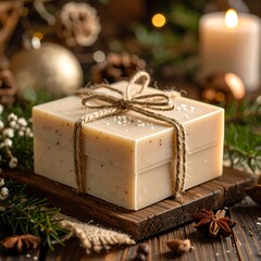 Festive soap gift wrapped in twine