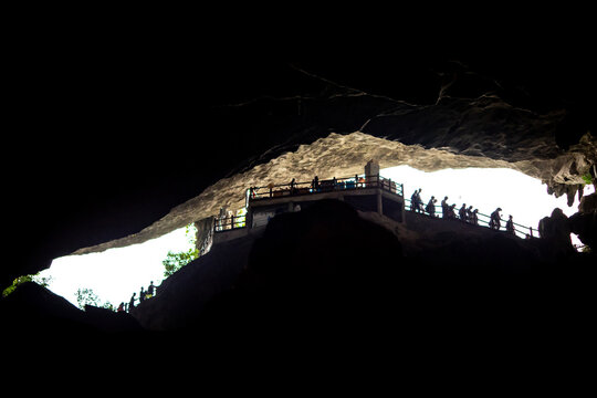 Exploring a cave in Ha Long Bay, Vietnam