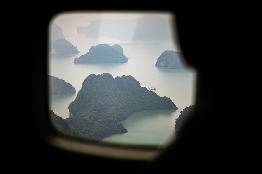 Flying in a sea plane to Ha Long Bay, Vietnam