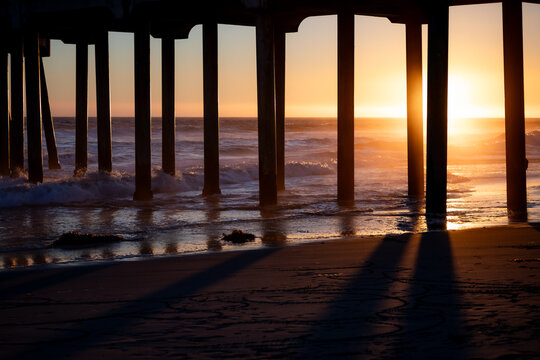 Fototapeta sunset at the pier in Los Angeles