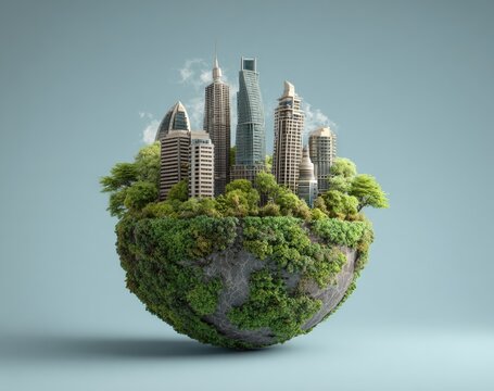 Floating city on a spherical earth