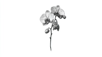 Obraz premium Detailed grayscale drawing of an orchid blossom.