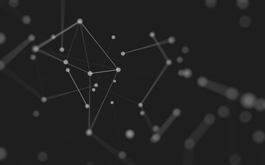 Abstract background. Molecules technology with polygonal shapes, connecting dots and lines. Connection structure. Big data visualization.