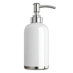 Obraz premium sleek white soap dispenser with shiny metal pump, perfect for modern bathrooms or kitchens. Its minimalist design adds elegance to any space