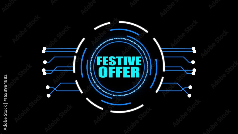 Poster futuristic hud circle with text festiveofer on black background technology data