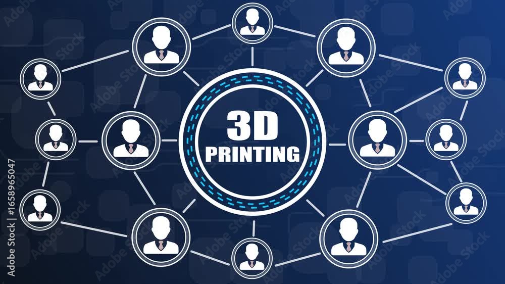 Poster global network of people connected to 3d printing technology concept 3d printing connection