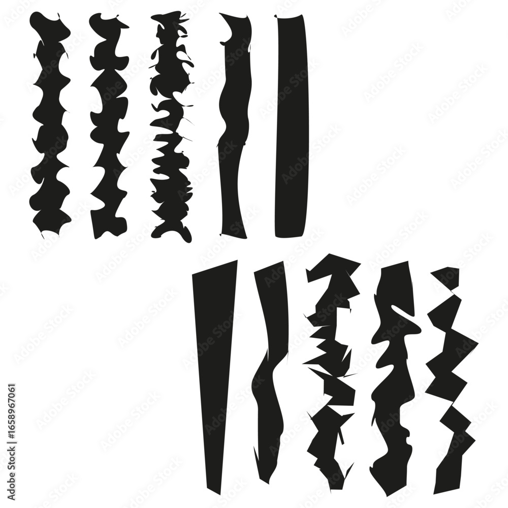 Poster vertical stripe patterns. abstract wavy forms. black white vector. distorted line elements.