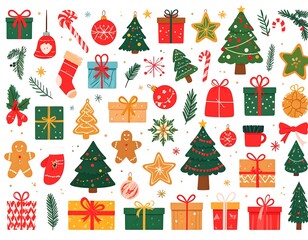 Festive Christmas collection of decorative elements