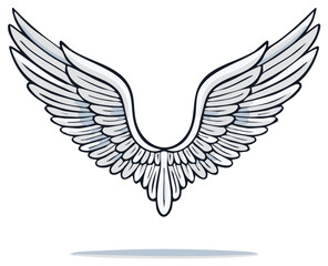 Fototapeta premium Stylized Wings Illustration Majestic White Feathers Flight Symbol Angelic Appearance