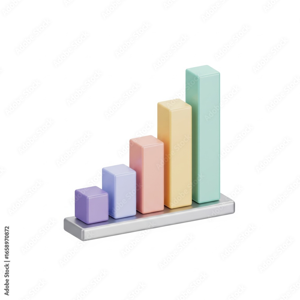 Poster a visually appealing pastel colored bar graph depicting various data points and statistics represent