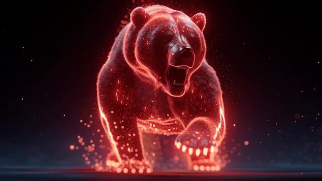 Digital Bear Market Representation with Declining Graph, Symbolizing a bear market in finance. ideal for themes related to financial and economic themes.