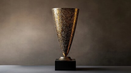 Elegant Golden Trophy with Intricate Design on Dark Background
