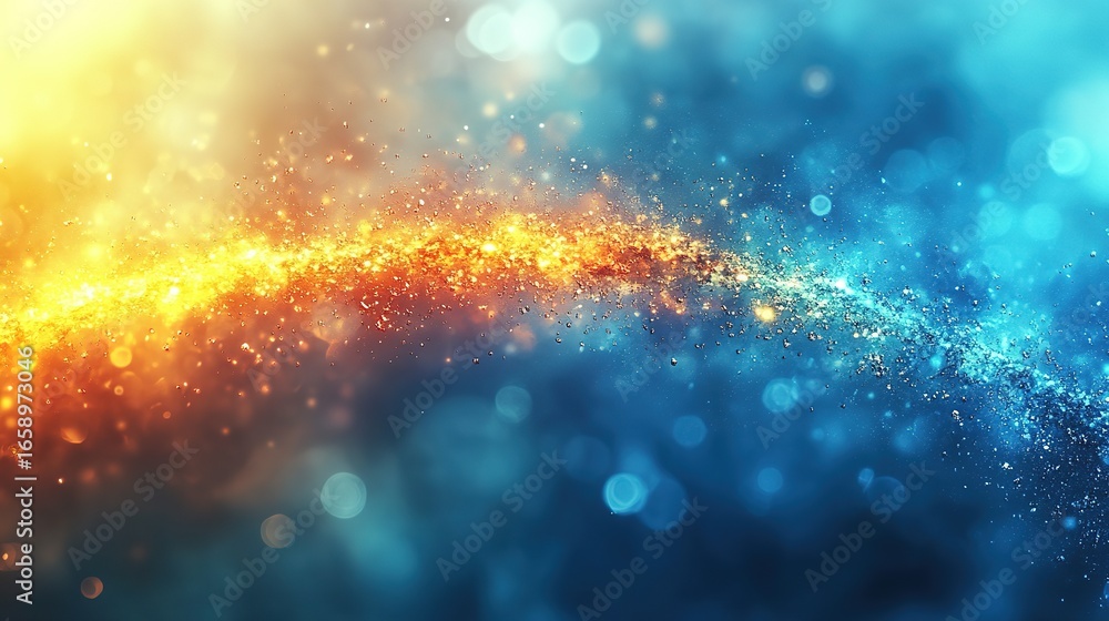 Poster abstract background with bokeh effect featuring a blend of blue and yellow colors.