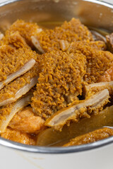 angle view bowl of beef offal at vertical composition