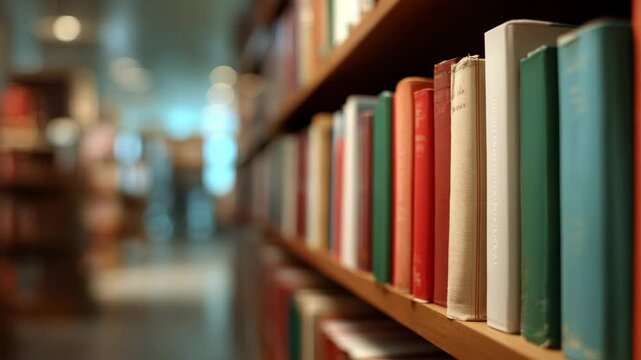 row of books in library