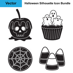 Cute and Spooky Halloween Sweet Treats Vector Icon Collection