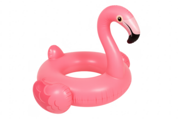Inflatable pink flamingo float isolated on transparent background