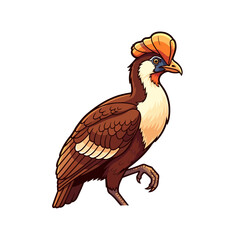 A stunning 3D vector illustration of a Maleo bird. Minimalist design with sharp lines and a warm, vibrant palette highlights this nearly threatened species.