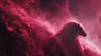 Obraz premium Pink And Red Horsehead Nebula In Space