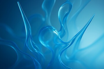 Abstract blue fluid dynamics with ethereal light and flowing forms
