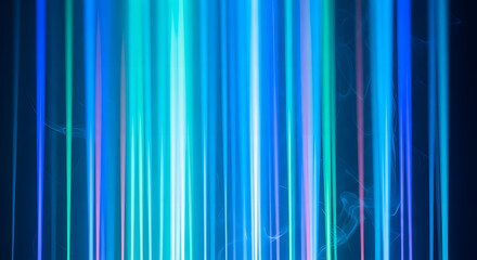 Vibrant Vertical Luminescence: A Dynamic Display of Blues and Greens Illuminating an Abstract Expression with Undulating Light Trails on a Dark Backdrop creating a Futuristic Spectrum