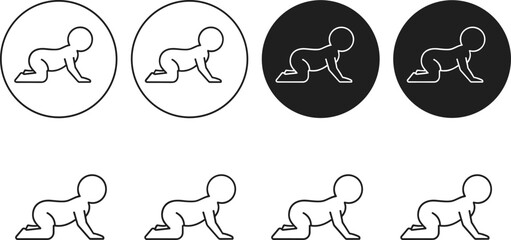 Naklejka premium Baby crawling icons, vector illustration, child development, baby milestones, crawling baby, baby growth stages, baby movement, baby silhouette, baby pose