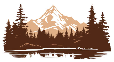 Fototapeta premium PNG A forest and mountain wilderness landscape outdoors.