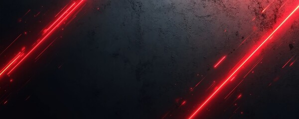 Dynamic illustration features bold red lines against textured black backdrop. Geometric shapes, sharp lines create sense of motion, speed, intense energy, suitable for sports themes modern graphic