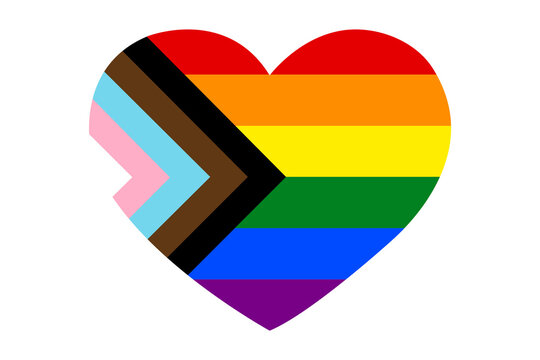Progress Pride heart Flag vector- Progress LGBTQ heart flag vector- rainbow flag in heart shape Png- the modern pride flag