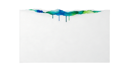 Torn paper edge with watercolor isolated on transparent background