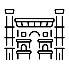 A linear style icon representing persepolis ruins