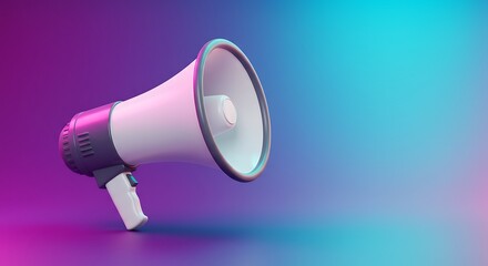 Modern megaphone with vibrant gradient background