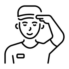 A linear icon depicting a professional sportsperson 