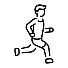 A linear icon depicting a character jogging