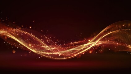 Abstract golden wave design on dark background