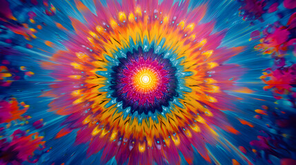 Fototapeta premium psychadelic chakra activation imagery during the peace and love era with depth of field and vibrant 1970's colors