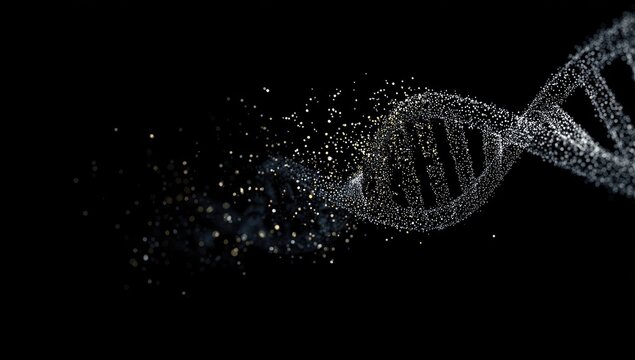 DNA spiral design with particles - Powered by Adobe
