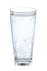 Refreshing soda water in glass isolated on white