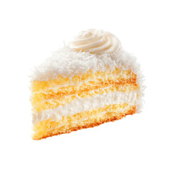 Delicious Slice of Coconut Cream Cake with Whipped Topping
