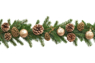 PNG Christmas border decoration branches conifer.