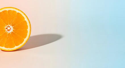 Juicy Orange Slice on Pastel Background