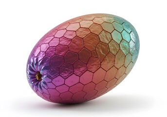A beautifully colored mango fruit, with a honeycomb texture, showcasing a blend of vibrant hues and natural form