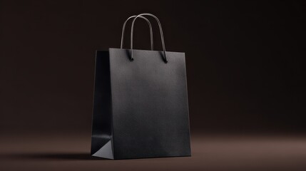 Beautiful photo of elegant black paper shopping bag ready for branding or promotional use in a retail environment.